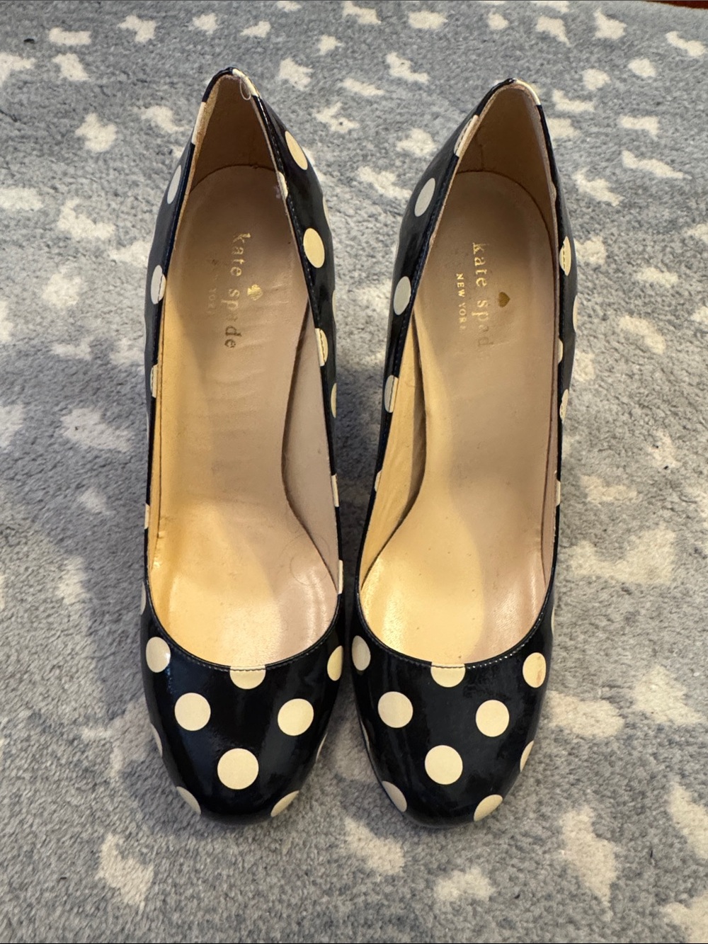 kate spade Black and Cream Polka Dot Pumps, 8